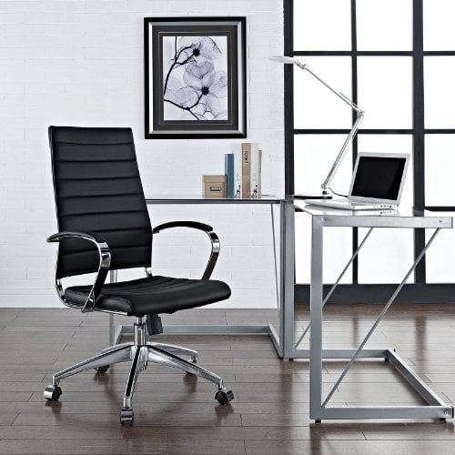 Modway Jive Ribbed High Back Tall Executive Swivel Office Chair With Arms In Black Modway Jive Ribbed High Back Tall Executive Swivel Office Chair With Arms In Black